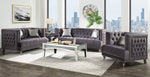 Hegio Gray Velvet Button Tufted Chair