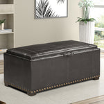 Hettie Black Faux Leather Storage Bench with 2 Ottomans