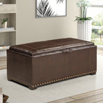 Hettie Brown Faux Leather Storage Bench with 2 Ottomans