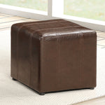 Hettie Brown Faux Leather Storage Bench with 2 Ottomans