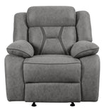 Higgins 3Pc Grey Coated Microfiber Manual Recliner Sofa Set