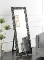 Ivy Silver Cheval Mirror with Dark Rhinestone Embellishment