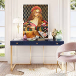 Janie Blue Lacquer Wood Desk