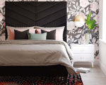 Javan Black Plush Velvet King Bed (Oversized)