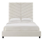 Javan Cream Plush Velvet King Bed (Oversized)