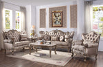 Jayceon Champagne Fabric Tufted Loveseat with 2 Pillows