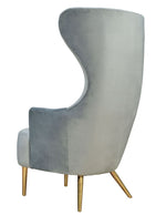 Julia Grey Velvet Wingback Accent Chair