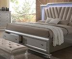 Kaitlyn Champagne Wood Cal King Storage Bed with LED (Oversized)