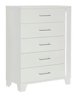 Kerren High Gloss White Wood 5-Drawer Chest