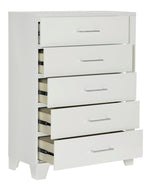 Kerren High Gloss White Wood 5-Drawer Chest