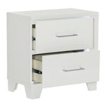 Kerren High Gloss White Wood 2-Drawer Nightstand