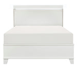 Kerren White Wood King Bed with Faux Leather Headboard