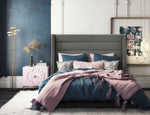 Koah Grey Velvet Queen Platform Bed