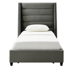 Koah Grey Velvet Twin Platform Bed