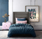 Koah Grey Velvet Twin Platform Bed