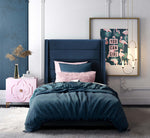 Koah Navy Velvet Twin Platform Bed