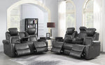 Korbach 2Pc Charcoal Faux Leather 2xPower Recliner Sofa Set