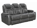 Korbach 2Pc Charcoal Faux Leather 2xPower Recliner Sofa Set