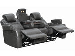 Korbach 2Pc Charcoal Faux Leather 2xPower Recliner Sofa Set