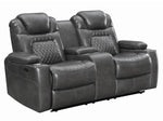 Korbach 2Pc Charcoal Faux Leather 2xPower Recliner Sofa Set