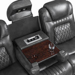 Korbach 2Pc Charcoal Faux Leather 2xPower Recliner Sofa Set