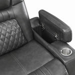 Korbach 2Pc Charcoal Faux Leather 2xPower Recliner Sofa Set