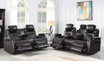 Korbach 2Pc Espresso Faux Leather 2xPower Recliner Sofa Set