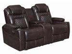 Korbach 2Pc Espresso Faux Leather 2xPower Recliner Sofa Set