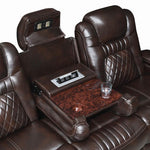 Korbach 2Pc Espresso Faux Leather 2xPower Recliner Sofa Set