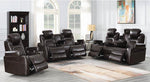 Korbach 3Pc Espresso Faux Leather 2xPower Recliner Sofa Set