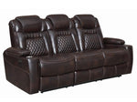 Korbach 3Pc Espresso Faux Leather 2xPower Recliner Sofa Set