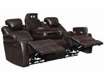 Korbach 3Pc Espresso Faux Leather 2xPower Recliner Sofa Set