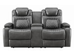 Korbach Charcoal Faux Leather 2xPower Recliner Loveseat