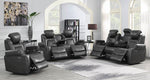 Korbach Charcoal Faux Leather 2xPower Recliner Sofa