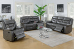 Leona Grey Gel Leatherette Manual Recliner Sofa