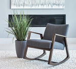 Letitia Dark Grey Fabric/Walnut Wood Rocking Chair