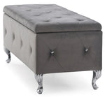 Luce Grey Faux Suede Storage Bench