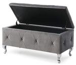 Luce Grey Faux Suede Storage Bench