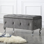 Luce Grey Faux Suede Storage Bench