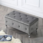 Luce Grey Faux Suede Storage Bench