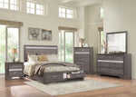 Luster Gray Wood Cal King Bed with Storage