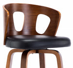 Madalyn Black Faux Leather/Walnut Wood Bar Stool