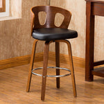 Madalyn Black Faux Leather/Walnut Wood Bar Stool