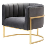 Magnolia Grey Velvet/Gold Finish Metal Accent Chair