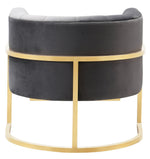 Magnolia Grey Velvet/Gold Finish Metal Accent Chair