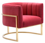 Magnolia Hot Pink Velvet/Gold Finish Metal Accent Chair