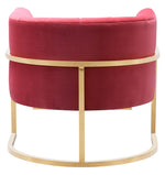 Magnolia Hot Pink Velvet/Gold Finish Metal Accent Chair