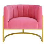 Magnolia Rose Pink Velvet/Gold Finish Metal Accent Chair