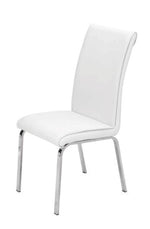 Beverley 2 White Faux Leather/Metal Side Chairs