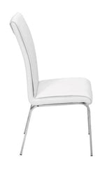 Beverley 2 White Faux Leather/Metal Side Chairs